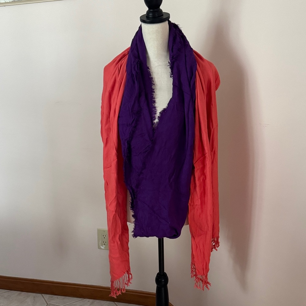 Vibrant Coral and Purple Women's Scarf - Picture 1 of 4